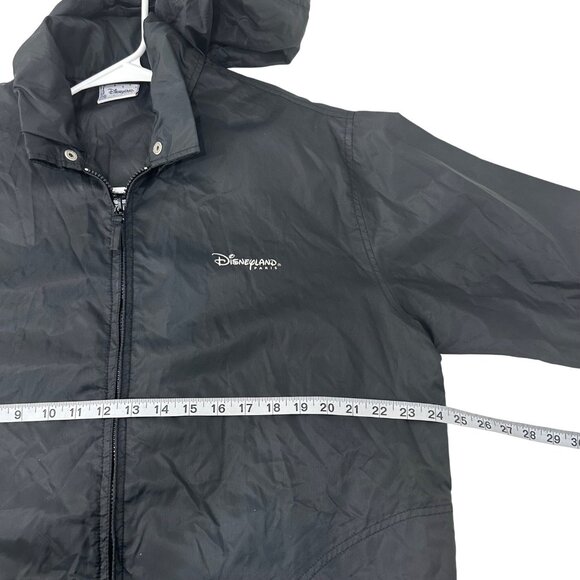 Disneyland Paris Vintage Black Windbreaker Jacket S/M With Hood & Drawstring Hem - Picture 6 of 12